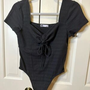 SO Dark Gray Bodysuit with Front Tie